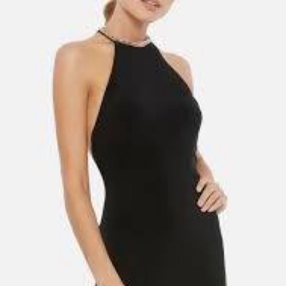 Mac Duggal Black Halter Gown with High Slit & Rhinestone Accents – Size 6 (NWT) - Picture 4 of 5